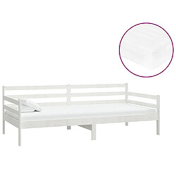 vidaXL Lit de repos avec matelas 90x200 cm Blanc Bois de pin massif