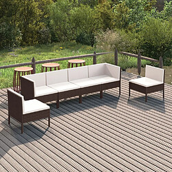 Maison Chic Salon de jardin 6 pcs + coussins - Mobilier/Meubles de jardin - Table et chaises d'extérieur Résine tressée Marron -MN31808