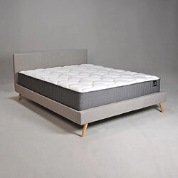 Avis Le Quai Des Affaires Lit FJORD 140x190 tissu + 1 sommier + 1 matelas CARLTON / Gris Clair