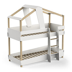 Avis Dansmamaison Lit superposé cabane 90x200 Bois/Beige - LUA