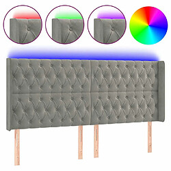 Maison Chic Tête de lit scandinave à LED,meuble de chambre Gris clair 203x16x118/128 cm Velours -MN97136