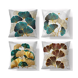 P25 4PCS 45 * 45 cm Ameublement à la maison Modèle de feuilles courtes Taie d'oreiller en peluche Coussine d'impression Coussin Coussin Décoration