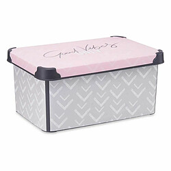 Kipit Boîte de rangement avec couvercle Vibes Gris Rose Plastique 10 L (22,7 x 16,5 x 34,5 cm) (12 Unités)