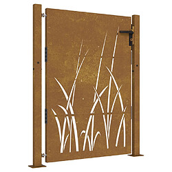 vidaXL Portail de jardin 105x130 cm acier corten conception d'herbe