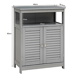 Helloshop26 Meuble de rangement pour salle de bain meuble sur pieds en bois avec placard 2 portes pour salle de bain salon chambre 60 x 30,5 x 80 cm gris 20_0005040 pas cher