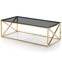 Paris Prix Table Basse Verre Design Gladis 120cm Or & Noir