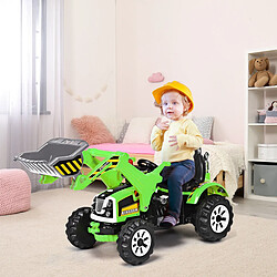 Decoshop26 Tracteur pour enfants 3-8 ans tracteur electrique avec 2 choix de vitesse et chargeuse marche avant et arrière vert 20_0001330