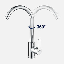 Auralum MAX Évier Cuisine 1 Bac 70*44*19CM,à Encastrer/Fleur/Sous-Plan,avec Siphon/Trop-Plein+Robinet Cuisine Pivotant à 360° avec Eau Chaude/Froide, Chromé