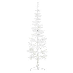 vidaXL Demi sapin de Noël artificiel mince avec support Blanc 120 cm