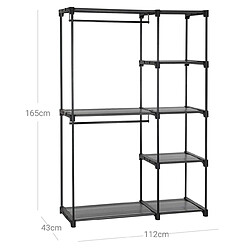 Helloshop26 Armoire autoportante penderie pliable avec barre de suspension porte-vêtements organiseur de stockage vestiaire chambre salle d’étude stable 165 cm noir 12_0002295