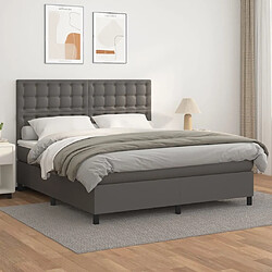 Maison Chic Lit Adulte - Lit simple Lit à sommier tapissier avec matelas moelleux - Meuble de Chambre - Gris 160x200 cm Similicuir -MN56081