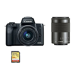 CANON EOS M50 Black TWIN KIT EF-M 15-45mm F3.5-6.3 IS STM Black EF-M 55-200mm F4.5-6.3 IS STM Black + 64GB SD card