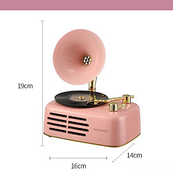 General Haut-parleur Bluetooth rétro, haut-parleur Bluetooth de style classique à l'ancienne, haut-parleur vinyle d'enregistrement rétro, carte TF, entrée AUX, clé USB pour la maison, l'extérieur, les voyages, les fêtes, les cadeaux (rose)