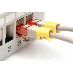 Avis DIGITUS Clips de Couleur pour câbles Patch RJ45 - Organisation par Couleur des câbles réseau - 100 pièces - pour câbles LAN Cat 5e, Cat 6 & Cat 6A - AWG 24/7 à 27/7 - Jaune