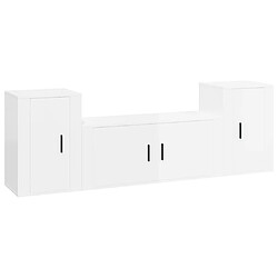 vidaXL Ensemble de meubles TV 3 pcs Blanc brillant Bois d'ingénierie