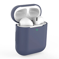 Coque en silicone avec chargement sans fil bleu foncé pour votre Apple AirPods (2019)/(2016)