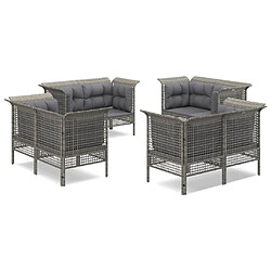 Maison Chic Salon de jardin 8 pcs + coussins - Mobilier/Meubles de jardin - Table et chaises d'extérieur Gris Résine tressée -MN94626