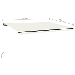 vidaXL Auvent manuel rétractable sur pied 500x300 cm Crème pas cher