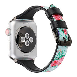 Acheter Wewoo Lettre T Forme Simple Floral Bracelet de montre en cuir véritable avec boucle en acier inoxydable pour Apple Watch séries 3 et 2 et 1 38 mm (vert)