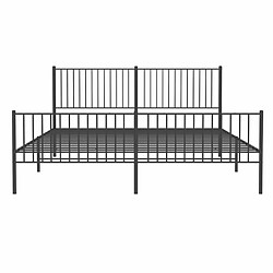 Maison Chic Lit adulte - Lit simple Cadre de lit métal avec tête de lit/pied de lit,Structure du lit Contemporain pour chambre noir 200x200 cm -MN82039 pas cher