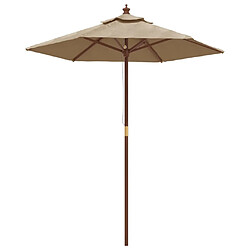 Helloshop26 Parasol de jardin avec mât en bois 196 x 231 cm taupe 02_0008357