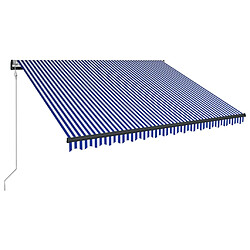 Avis Maison Chic Auvent avec capteur de vent et LED | Store banne | Marquise Brise-soleil 450x300 cm Bleu et blanc -GKD59057