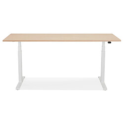 Avis Alterego Bureau réglable en hauteur électrique 'TRONIK' blanc avec plateau en bois finition naturelle - 160x80 cm