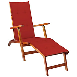 Maison Chic Chaise longue,Chaise de terrasse,Chaise d’extérieur avec repose-pied et coussin Acacia solide -GKD63588