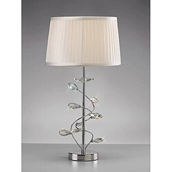 Luminaire Center Lampe de Table Willow avec Abat jour blanc 1 Ampoule chrome poli/cristal