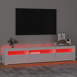 Acheter vidaXL Meuble TV avec lumières LED Blanc brillant 195x35x40 cm