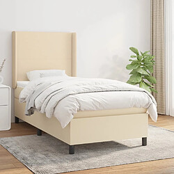 Maison Chic Lit adulte- Lit + matelas,Sommier à lattes de lit et matelas Crème 90x190 cm Tissu -GKD67477