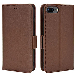 Etui en PU texture litchi marron pour votre iPhone 6 Plus/6s Plus/7 Plus/8 Plus 5.5 pouces