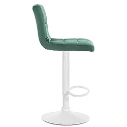 Avis Decoshop26 Lot de 2 tabourets de bar en velours vert avec coutures décoratives pied en trompette métal blanc 10_0004404