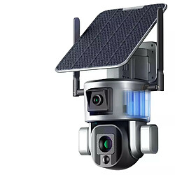 Caméra Surveillance Sécurité Solaire Sans fil Extérieure 4K 8MP WIFI 360° Double Objectif Zoom Optique 10X Détection mouvement