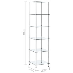 vidaXL Étagère 6 niveaux Transparent 40x40x160 cm Verre trempé pas cher