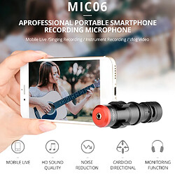 Universal MIC06 Mini Prise Smartphone Microphone 3.5mm TRRS Prise Smartphone Vidéo Enregistrement Live Chant |