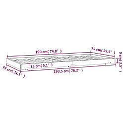 vidaXL Cadre de lit sans matelas blanc 75x190 cm bois de pin massif pas cher