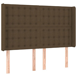 Avis Maison Chic Tête de lit scandinave à LED,meuble de chambre Marron foncé 147x16x118/128 cm Tissu -MN68083