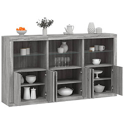 Maison Chic Commode Buffet - Meuble de rangement avec lumières LED sonoma gris 181,5x37x100 cm -GKD54895