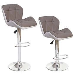 Mendler 2x Tabouret de bar HWC-A92, tabouret pour comptoir, réglable en hauteur, similicuir ~ couleur taupe