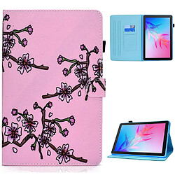 Etui en PU magnétique avec support pour Huawei Enjoy Tablet 2/MatePad T 10 9.7 pouces/T 10S 10.1 pouces/Pad X6 9.7 pouces - Fleur de prunier rose