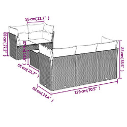 Avis vidaXL Salon de jardin avec coussins 6 pcs marron résine tressée