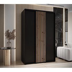 Abiks Meble Armoire LANKO 1 À Portes Coulissantes 235,2/150/45 3 Portes (Noir/Noir)