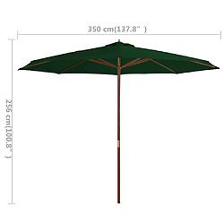 Avis vidaXL Parasol d'extérieur avec mât en bois 350 cm Vert