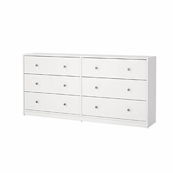 Cstore Commode OREGON 2x 3 tiroirs - Décor blanc - L 143 x P 30 x H 68 cm