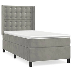 vidaXL Sommier à lattes de lit et matelas Gris clair 90x200 cm Velours