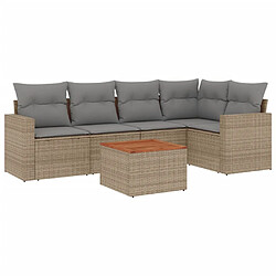 vidaXL Salon de jardin avec coussins 6pcs mélange beige résine tressée