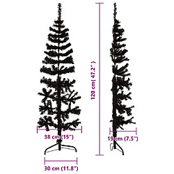 vidaXL Demi sapin de Noël artificiel mince avec support Noir 120 cm pas cher