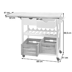 Avis Mendler Chariot de service HWC-G35, chariot de cuisine à roulettes bois de pin 89x119x41cm, blanc naturel