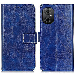 Etui en PU texture rétro crazy horse, fermoir magnétique avec support pour votre Xiaomi Poco M4 5G/M5 5G - bleu